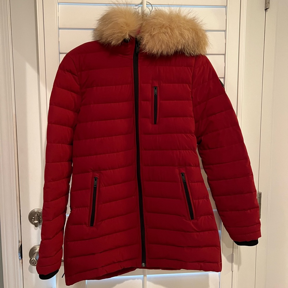 Like New Moose Knuckles Parka - Red. Only wore 3 times.